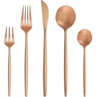LuxusKollektion Besteck-Set Besteckset 6er Edelstahl Rosegold Messer 30 teilig 30teilig rosegold braun