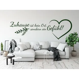 tjapalo® a33 Flur Wandtattoo Zuhause ist kein Ort sondern ein Gefühl Wohnzimmer Wandspruch Zuhause ist Wanddeko Flur Diele Wandaufkleber Wandtattoo Wohnzimmer, Größe: B58xH20cm, Farbe: weiß