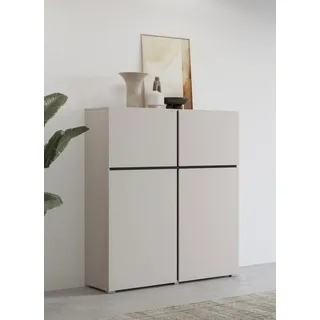 OTTO home Hochkommode Cross,Breite 119,5 cm, moderne grifflose Hochkommode mit 4 Türen, Hochschrank mit viel Stauraum, Einlegeböden verstellbar braun