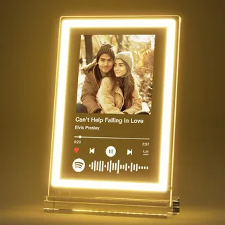 witfox Spotify Glas Personalisiert mit Foto Neon Bildrahmen - Spotify Song Cover mit 6 Farben Neonlicht, Personalisierte Geschenke für Frauen Männer zum Jahrestag, Geburtstag, Valentinstag-15x22cm