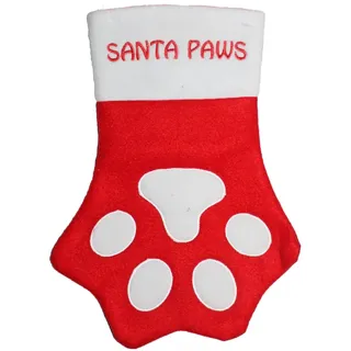 Pet-Pro Weihnachtsstrumpf mit Pfotenabdruck Rot Weiß - Santa Paws
