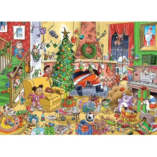 Cobble Hill 3844513 Verrückte Weihnachten, 1000 Teile Puzzle inkl. Puzzleposter für Erwachsene und Kinder ab 12 Jahren, Wimmelbild, Cartoon