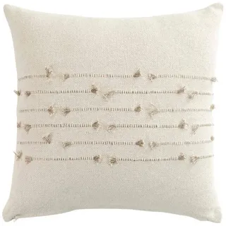 Douceur d ́intérieur Zierkissen, Weiß, Naturmaterialien, Abstrakt, Ethno, Quadratisch, 40x40 cm, Wohntextilien, Kissen, Dekokissen