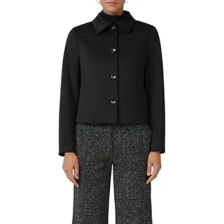 Hemdjacke S.OLIVER BLACK LABEL, Damen, Gr. 44, schwarz, Web, Obermaterial: 92% Polyester, 8% Elasthan. Futter: 100% Polyester, unifarben, regular fit taillenbedeckt, gerader Abschluss, Jacken, mit Hemdkragen