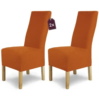 Scheffler Home Stuhlhussen Terracotta 2er Set Elastisch Luna-lang