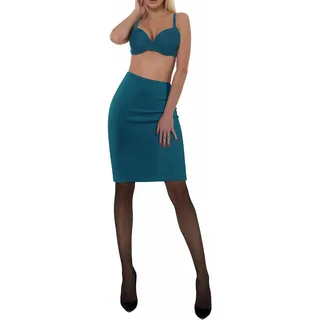 sesto senso Damen Unterrock Blau Knielang Eng Petticoat Viskoze Seide M Petrol - M