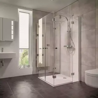 HSK teilgerahmt U-Kabine pendelbar „Aperto“ U-Kabine Glas Carré, Profile Schwarz-matt, L: 1000 mm B: 1000 mm H: 2000 mm