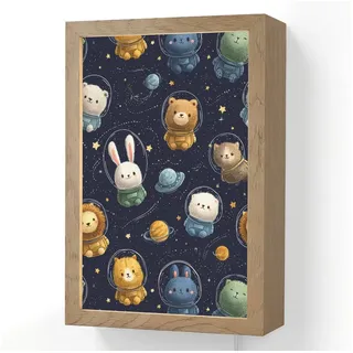 OnlyWow Wandleuchte Lightbox Tiere - Sternenhimmel - Weltraum - Jungen, Dimmbar, Farbwechsel, LED, Warmweiß, Kaltweiß, Neutralweiß Einstellbar, Wandlampe Innen, Dimmbar, mit Kabel, LED, Beleuchtung, Kinderzimmer 20 cm x 8 cm x 30 cm