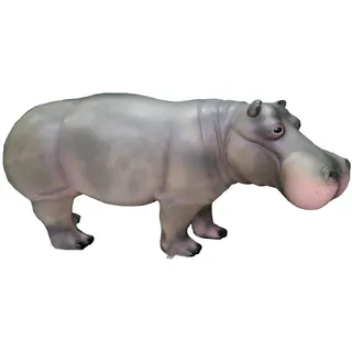 Xlmoebel Skulptur Lebensgroße Nilpferd Statue aus hochwertigem Material für den Garten (Skulptur, Skulptur), Hergestellt in Europa grau
