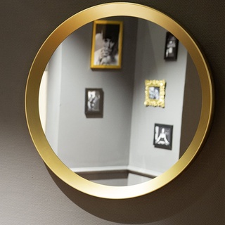 PLAYBOY - Spiegel "GRACE" mit goldenem Metallrahmen, matt, rund im Retro-Design
