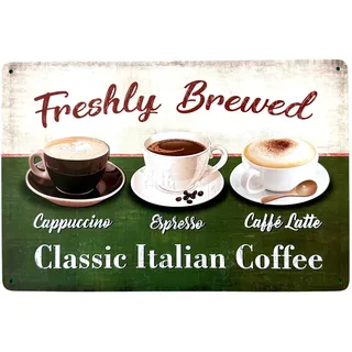 DiiliHiiri Poster Dekoschild Kaffee 30 x 20 cm – dekorative Kunst Kaffee | Vintage | Geschenk für Barista | Cappuccino Espresso Latte | Kaffeeposter | Schild (2635-217)