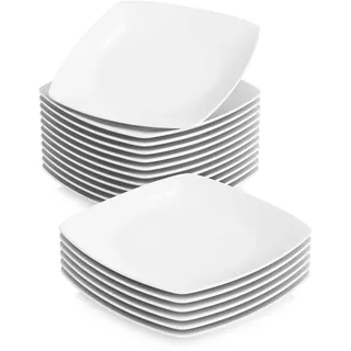 MALACASA, Serie Julia, 18 TLG. Set KLEIN Flachteller Porzellan Essteller Speiseteller für 18 Personen