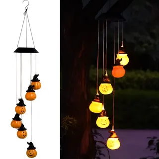 80 Cm Lange Solar-kürbis-lichterkette, Warmweiße Leds, Wasserdicht, Kabellose Halloween-gartendekoration Für Den Herbst