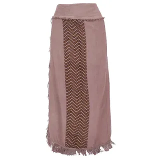 Guru-Shop Minirock Boho Wickelrock mit Tribaldruck und Fransen -.. alternative Bekleidung rosa S/M
