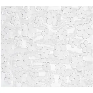 partydeco Tischdecke Tischläufer 'Blumen' 26 cm x 500 cm, Weiß schwarz|weiß