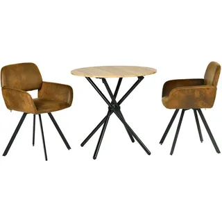 Urban Meuble Esszimmer, Braun, Holzwerkstoff, Metall, Rund, 80x75x80 cm, Esszimmer, Bänke, Tisch- & Eckbankgruppen