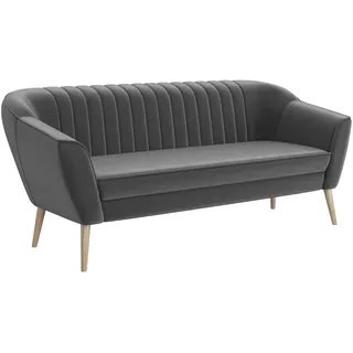 MEBLINI Mini Sofa 3-Sitzer für Wohnzimmer - Mini Lounge für DREI Personen - Küchensofa - Sofa Klein - KAIA - 3 - Dunkelgrau Samt