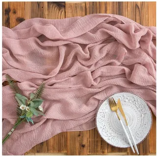 LuxusKollektion Tischläufer Tischläufer Musselin Hochzeit Vintage Käsetuch Altrosa-07 80 x 400 cm rosa