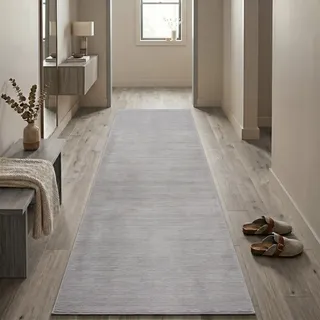 Sehrazat Teppich SEHRAZAT "LIMA, auch als Läufer", grau, B:80cm H:10mm L:150cm, Polyester, Polypropylen, Teppiche, Teppich, Kurzflor, Linienstruktur, leichter Glanz, Wohnzimmer