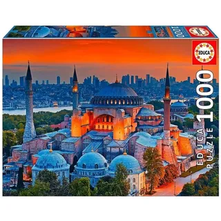 Educa - Blaue Moschee Istanbul | Puzzle 1.000 Teile für Erwachsene ab 14 Jahren, Türkei Sehenswürdigkeit Reise, Inklusive Puzzle-Kleber (19612)