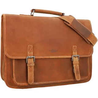 Gusti Lehrertasche Leder - Elmar Umhängetasche Arbeitstasche Aktentasche Businesstasche Herren Ledertasche Dokumententasche A4 Laptoptasche 15 Zoll Braun - Einheitsgröße
