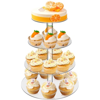 Cupcake Ständer, hicoosee 4-stöckiger Runder Acryl Tortenständer, Cupcake Auslageständer für Hochzeit, Party, Geburtstag, Baby Duschen & Kuchen Dessert, Torten Etagere