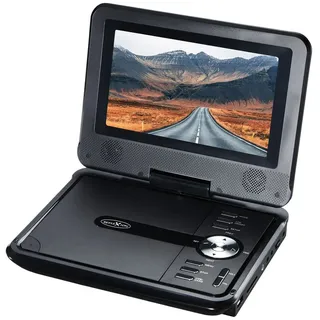 Reflexion DVD7002N Portabler DVD-Player (Eingebauter Akku, AV-IN, AV-Out, USB, SD-Slot, 12V Auto-Adapter) schwarz