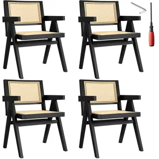 Tectake Armlehnstuhl Lissy Holz schwarz 4er Set