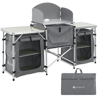 Juskys Campingküche Garda - Outdoor Küche faltbar mit Schrank - klappbare Küchenbox in Grau