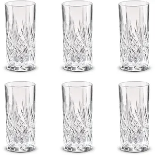 Peill+Putzler Germany 6er Set Longdrinkgläser, 330 ml Volumen, Schwerer Boden, Kristallgläser mit einem schlichten Design, Longdrinkgläser für Wasser, Saft & Cocktail, Trinkgläser