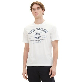 TOM TAILOR T-Shirt mit großem Logofrontprint weiß