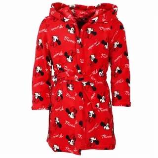 Disney Kinderbademantel Disney Minnie Maus Kinder Mädchen Fleece Bademantel mit Kapuze, Kapuze, Gürtel, Gr. 98 bis 128 rot 110/116
