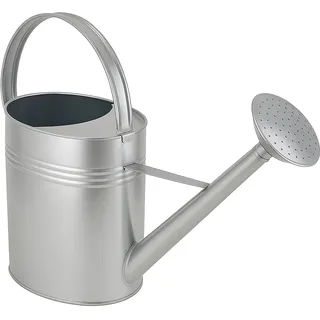 HRB Zinkgießkanne 10 L, Gießkanne feuerverzinkt, langlebige Metallgießkanne für den Innen- und Außenbereich Giesskanne mit Gießbrause Bewässerungssystem (Silber, Zinkgießkanne, 10 L)