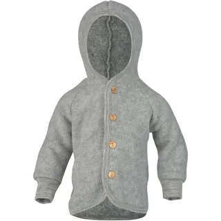 Engel - Wollfleece-Kapuzenjacke HOLZKNÖPFE in hellgrau melange Gr.86/92