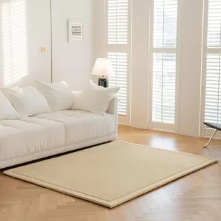 IOTXY Koralle Samt Teppich für Kinder - 200 x 300 cm Beige Samtmatte | Krabbelteppich Baby, Spielmatte, Krabbeldecke für Kinderzimmer und Wohnzimmer,