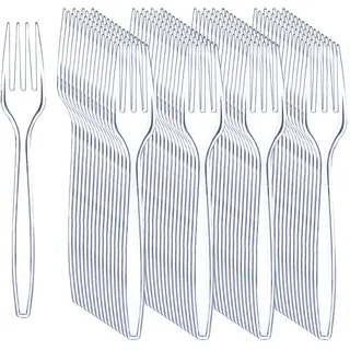 50 Stück Plastikgabeln Mehrweg Partygeschirr Robust Plastik Gabel