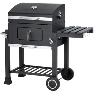 Tarrington House Holzkohlegrill Memphis, Grillfläche 41.7 x 57 cm, Ablagetische, Deckel mit Thermometer, fahrbar, Stahl, schwarz
