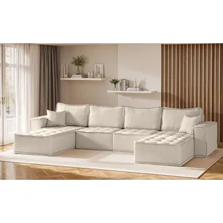 Wohnlandschaft Sofa U-Form Modulsofa-Set 4-teilig SANDE Stoff Alpine Beige - Beige