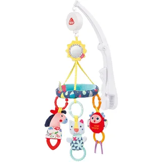 Fehn 055221 Reise-Musik-Mobile COLOR Friends – Mobile mit Melodie "Für Elise" und süßen Figuren – Mit faltbarer Klemmhalterung – Für Babys von 0-5 Monaten – Größe: Ø 17 x 45 cm