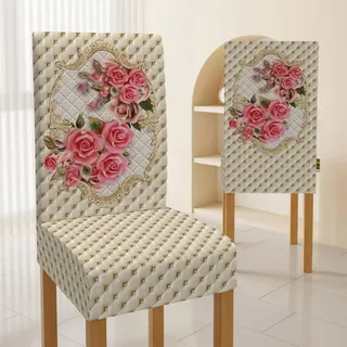 Treer Stuhlhussen 2 4 6 er Set, Elegant Stuhlbezug Stretch Ohne Armlehne Stuhlhussen Elastische Waschbarer Abnehmbarer für Esszimmer, Küche, Bankett, Haus (Rosa Rose,4 Stück)