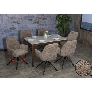 MCW Esszimmerstuhl MCW-G67 Chenille braun 6er Set