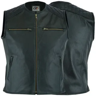 German Wear Motorradweste GW694 Black Motorrad Lederweste Biker Motorradweste Weste schwarz 48/S