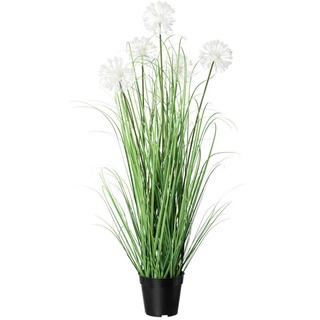 Mid.you Kunstpflanze, Grün, Weiß, Kunststoff, 98 cm, inkl. Topf, Dekoration, Blumen & Zubehör, Kunstpflanzen