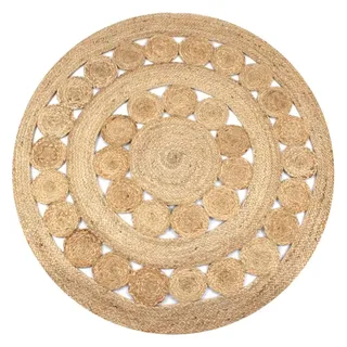 vidaXL Teppich Flechtmuster Jute 120 cm Rund
