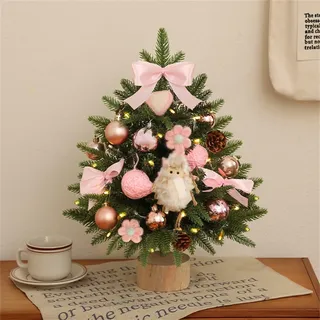 Mini Weihnachtsbaum, Kleiner Weihnachtsbaum, Weihnachtsbaum Klein Beleuchtet, Weihnachtsbaumschmuck Holz Klein KüNstlich GeschmüCkt FüR Weihnachten Deko Mit Sackleinen-Gewichtetem Sockel (#C,60 cm)