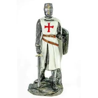 Joh. Vogler GmbH Deutscher Tempelritter mit Schwert und Schild weiß rot 30 cm Figur Templer Ritter Deko Skulptur
