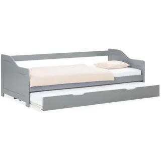 Homestyle4u Ausziehbett 90 x 200 cm Grau 2506