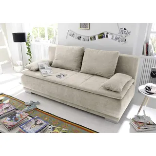 Stella Trading Froschkönig24 LUIGI Schlafsofa 211x103 cm Sand - Klappbares Sofa mit Schlaffunktion und fest vernähtem Schaumtopper - 211 x 93 x 103 (B/H/T)