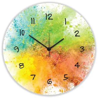 GRAVURZEILE Wanduhr aus Holz Splash Love - 100% Lautlos kein Ticken absolut geräuschlos - 30 cm Ø - Design Wanduhren für Wohnzimmer Schlafzimmer & Küche