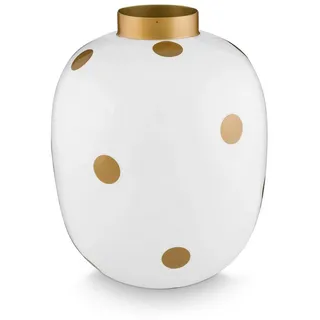 Pip Studio Vase Metall Dots weiß-Gold 32cm
